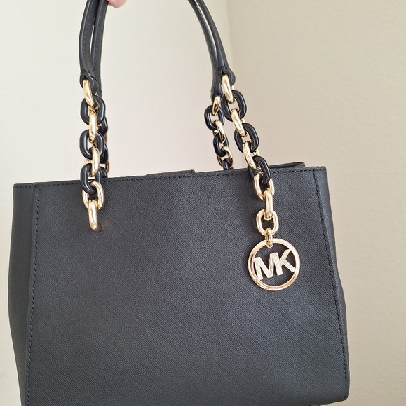 NWT Michael Kors Sofia Medium Satchel Leather Crossbody Bag Tote  In Black$348 - Picture 6 of 9